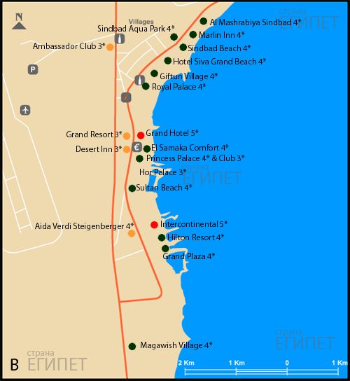 карта хургады, карта отелей хургады, карта египта хургада